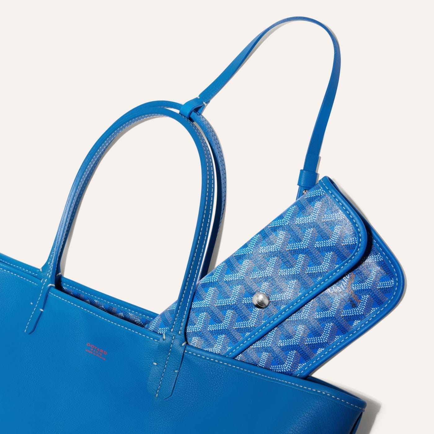 Goyard Goyardine Sky Blue Anjou PM Reversible Tote Palladium Hardware - Image 3